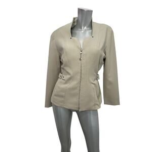 Tony La Marque Blazer Jacket front zip  side buckles  tailored feminine FR 38